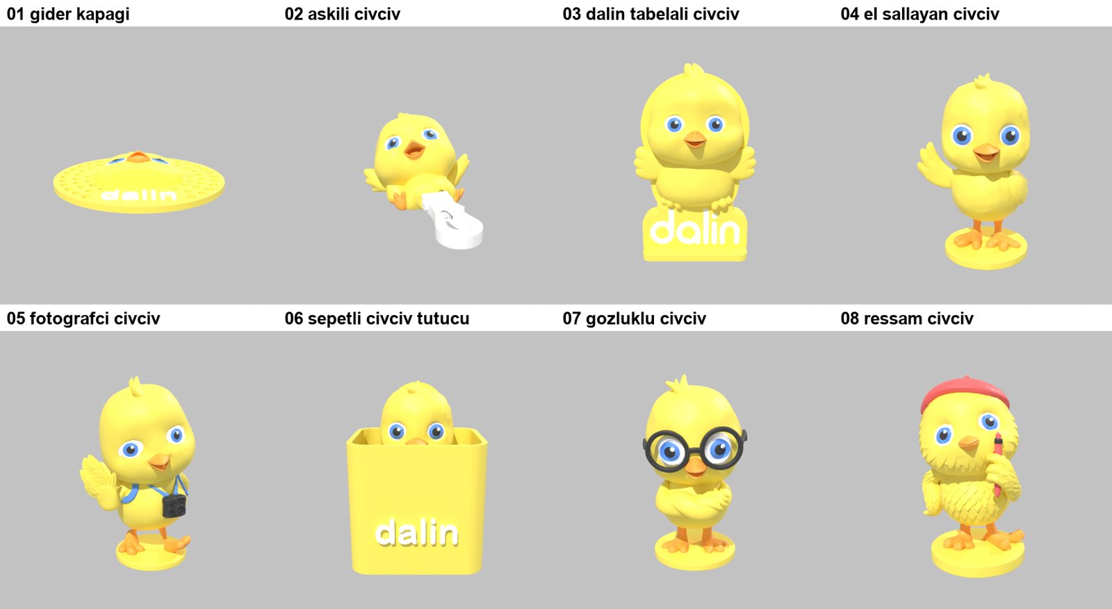 8 parçalık civciv maskot serisi / 8-piece mascot series
